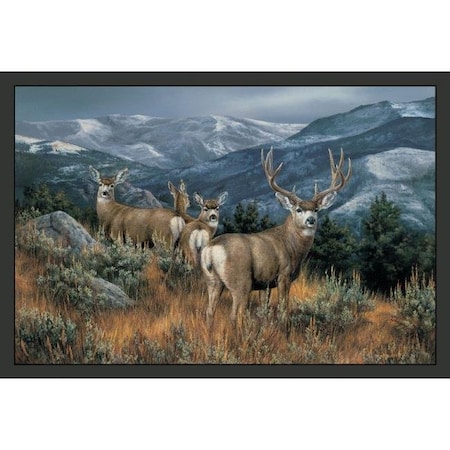 Custom Printed Rugs Custom Printed Rugs CPR066 Lastglance Mule Deer Size 18 x 26 in. Doormat Rug - Blue; Brown; Brown & Tan CPR066